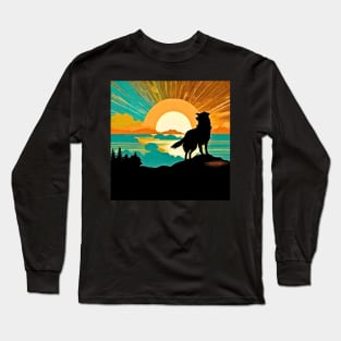 Border Collie Vintage Sunset Long Sleeve T-Shirt